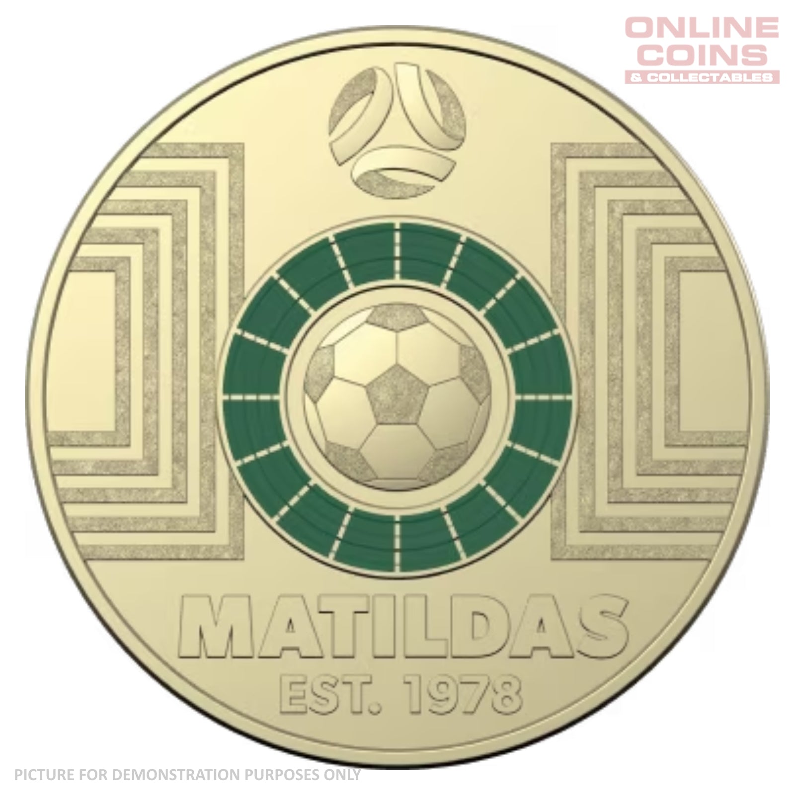 2023 $2 Circulated Coloured Coin - Dark Green Matilda FIFA Soccer Loose Coin